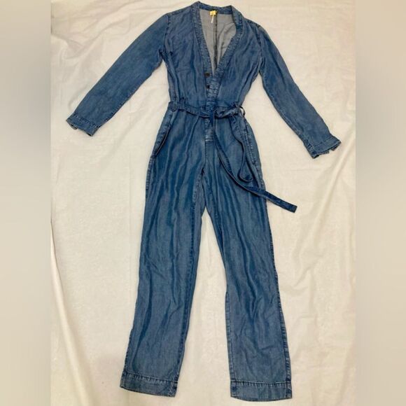 Free People Pants - Free People Lou Blue Denim Jumpsuit 0